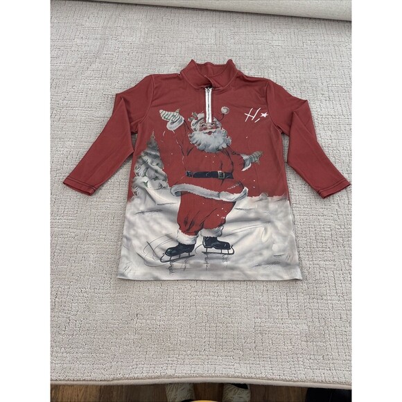 Christmas Printing Santa 1/4 Zipper Shirt Size Small - Picture 7 of 11